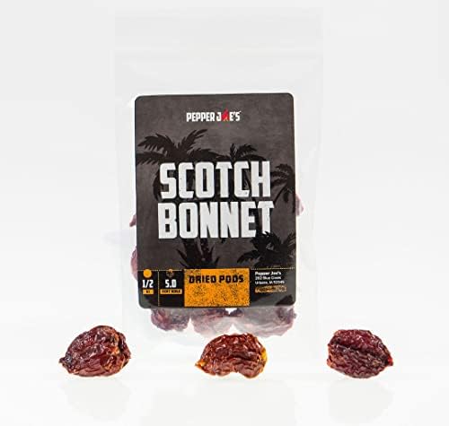 Pepper Joe’s Dried Scotch Bonnet Peppers – 1/2oz Bag of Dehydrated Hot Pepper Pods – Whole Dried Chili Peppers for Cooking and Spice Making