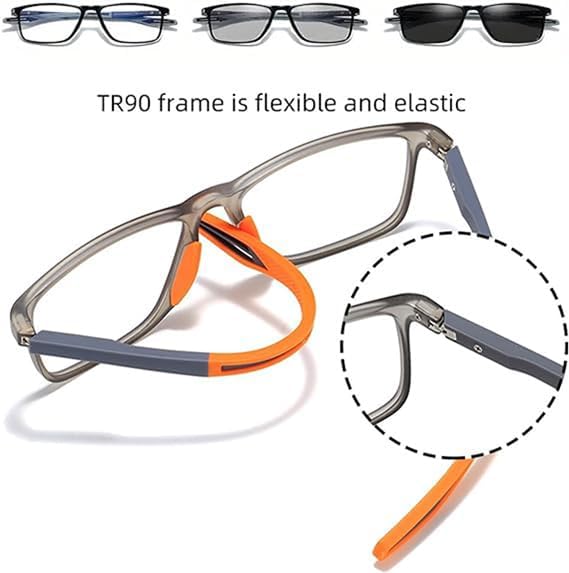 Sport Intelligent Photochromic Progressive Bifocal Presbyopia Glasses, Sports Anti-Blue Light Reading Glasses