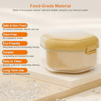 Denture Bath Case Retainer Case, Food-Grade Durable Denture Box 3 Layers False Teeth Holder with Removable Strainer Basket Retainer Cleaning Case Denture Bath Cup Travel Case White