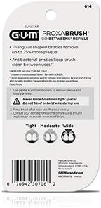 GUM Proxabrush Go-Betweens Refills - Wide - Compatible with GUM Permanent Handle - Reusable Interdental Brushes - Soft Bristled Dental Picks, 16 Count
