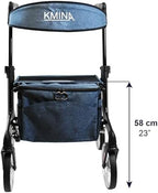 KMINA Walker for Tall Men Over 5.7ft to 6.6ft, Compact Folding Design Lightweight, Height Adjustable, Aluminiun, 10 Inch Wheels, Large People, PRO Model