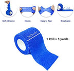 [24Pack 2" x5 Yards] Blue-Self Adhesive Bandages Pre Wrap, Athletic Elastic Cohesive Bandage for Sports, Injuries, Treatments, and Recovery, First Aid Tape Vet Wrap for Cat, Dog