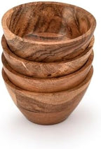 Salad Bowl Acacia Wood Set of 4 Individual Wood Serving Bowls for Salad, Fruit, Snacks, Nuts for Kitchen or Dining Table (Set of 4) (3.5" X 3. 5" X 2")