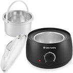 Salon Sundry Portable Electric Hot Wax Warmer Machine for Hair Removal - Black with Clear Lid