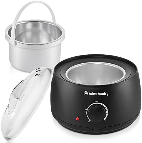 Salon Sundry Portable Electric Hot Wax Warmer Machine for Hair Removal - Black with Clear Lid