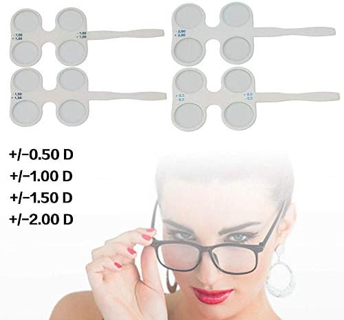 4 Units Optical Flipper Optometry Plastic Flip, Optometry Flip Lens Confirmation Flipper Set for Near Vision, Amblyopia Confirmation Test Tool, ±0.50, ±1.00, ±1.50, ±2.00