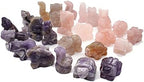 1.5" Amethyst Animals Figure Rose Quartz Owl Statue Blossom Agate Wolf Lapis Lazuli Elephant Natural Stones Healing Crystal Gift (Color : Rose Quartz-S)