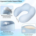Massage Headrest for Bed, Adjustable U-Shaped Face Cradle Pillow, Portable Memory Foam Pillow for Neck Pain Relief, Ideal for Post Eye Surgery Recovery, Home Facials, Spa & Massage Table Daily Use