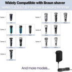 12V Charger for Braun Series s3 s5 s6 s7 s8 s9 Shaver, Charger Cord Wall Power Adaptor Replacement Compatible with Braun Beard Trimmer Electric Razor 5544 Z20 5513 310s 3040s