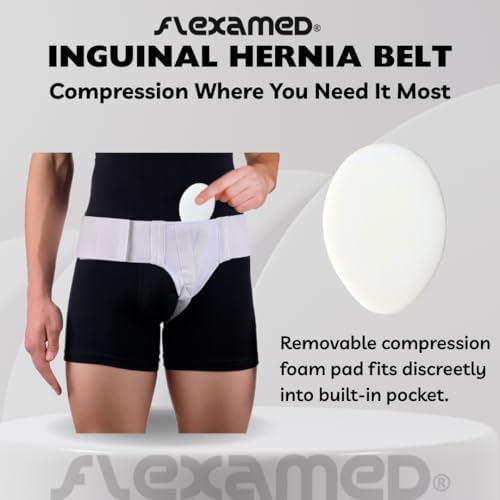 FlexaMed Left Side Inguinal Groin Hernia Truss with Compression Pad White - Small