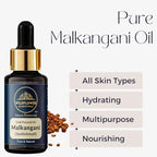 Malkangani Oil (Celastrus paniculatus/Jyotishmati) 100% Natural Cold Pressed Carrier Oil For Face, Skin, Hair, Body | with Glass Dropper 1.01 Fl Oz (30ml)