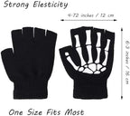 Gloves Skeleton Halloween Winter Skull Fingerless Night Luminous Ghost Claw Gloves Exposed Half Finger Elastic Mittens for Cosplay Costume Party Kids Adults