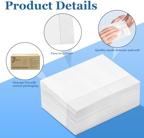 Disposable Fold Napkins, 13"x11.6" 1-Ply 1500 Count Paper Dinner Napkins, White Napkins Bulk for Restaurants and Cafes
