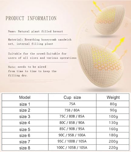 TUBETOP Grass Seed Filling Fake Breast Boob Form Realistic Push Up Breast Pad for Crossdresser Cosplay Fake Breastplate Enhancer Beige-8