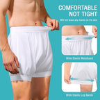Carer Adult Diaper Covers 2PCS Washable, Leakproof Incontinence Underwear for Men Women Enclosed Elastic, Widened Waistband Design Protection for Long-Term Care & Daily Use（White,Gray,Large）