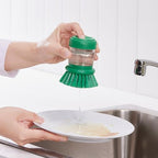 VIDEVECKMAL dish-washing brush with dispenser, bright green