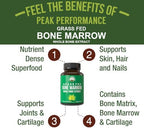 Peak Performance Grass Fed Bone Marrow - Whole Extract Supplement 180 Capsules - Superfood Pills Rich in Collagen, Vitamins, and Amino Acids - from Matrix Cartilage - Ancestral Tablets