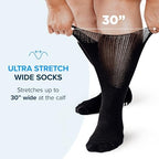 FORTIVO 2 Pairs Extra Wide Socks For Swollen Feet, Non-Slip Hospital and Diabetic Socks for Men and Women