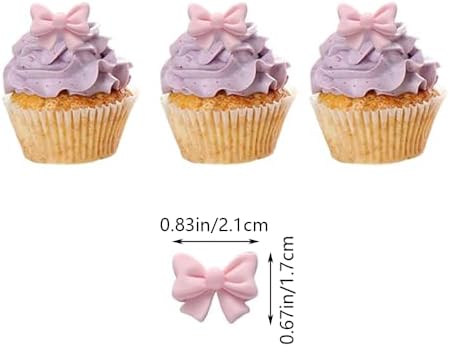 30 Pcs Bowknot Cupcake Toppers Pink Bow Cake Picks Bridal Engagement Wedding Baby Shower Birthday Party Theme Decoration Supplies