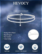 Sterling Silver Plated Bracelets for Women Dainty Minimalist Silver Bracelet Set Stackable Paperclip Chain Bracelets Jewelry for Women Teen Girls Valentines Day Birthday Gifts