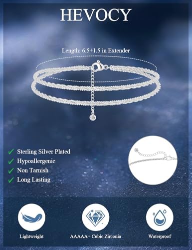 Sterling Silver Plated Bracelets for Women Dainty Minimalist Silver Bracelet Set Stackable Paperclip Chain Bracelets Jewelry for Women Teen Girls Valentines Day Birthday Gifts