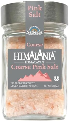 Natierra Himalania Himalayan Coarse Pink Salt in Glass Jar | Unrefined & Non-GMO | 9 Ounce