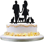 zhongfei Bride and Groom with 4 Cats Wedding Anniversary Engagement Cake Topper
