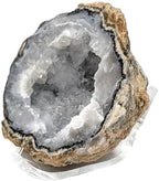 Hollow Geode Half with Quartz Crystals and Display Stand – Premium Quality Fluorescent Agate Rock | Natural Décor, Science Display or Collector Gift