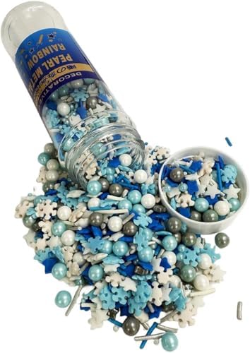 Snowflake Christmas Sprinkles Frozen in Sugar Sprinkle 120g/ 4.2oz Mix Blue Sprinkles Cake Decorations Cupcake Toppers Cookie Decorating Ice Cream Celebrations Shaker Jar Wedding Shower Party