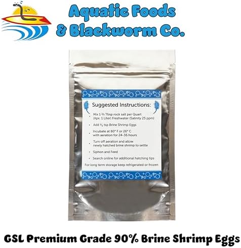 Aquatic Foods Inc. Brine Shrimp Eggs Premium Grade 90% Hatch Rate, Great Salt Lake Artemia Brine Shrimp Eggs. - 25 Grams - .88oz