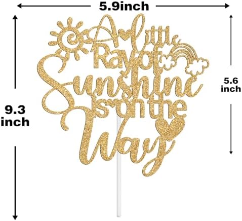 A Little Ray of Sunshine is on the Way Cake Topper, Here Comes the Sun, You're My Sunshine, Funny Sun Theme Baby Shower Party Decoration Supplies