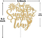 A Little Ray of Sunshine is on the Way Cake Topper, Here Comes the Sun, You're My Sunshine, Funny Sun Theme Baby Shower Party Decoration Supplies