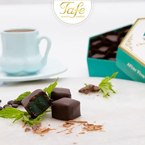 After Five Chocolate Coated Mint Turkish Delight - Hexagon Box 175 gr 6.17 oz - Sweet Luxury Traditional Confectionery - Gluten Free Vegan Halal FSSCS Soft Candy Dessert Lokum Mints and Chocolate
