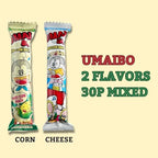 Japanese Snacks Variety Pack, Corn and Cheese Flavor, Corn Puffed Dagashi Mix, 30 Sticks