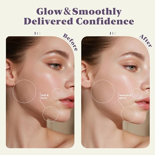 BNU Dermaplaning Tool for Face, Dermaplane Razor for Women Face LED Light Facial Exfoliation & Peach Fuzz Hair Removal, 3 Speeds Rechargeable Sonic Edge Technology 10 Refill Blades Purple