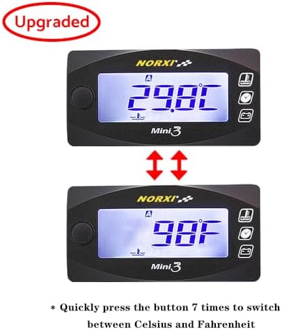 Motorcycle 4 in 1 Multifunction Gauge Koso Mini 4 Meter (RPM Tachometer+Oil Temperature+Voltmeter+Clock) 4in1 Multi-Functional Gauge Digital Multimeter (M14X1.25, Left)