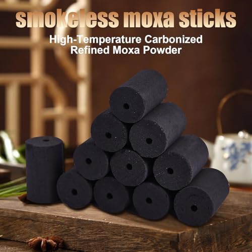 Smokeless Moxa Sticks 54 Rolls,No Smoke is Produced During Moxibustion,Handmade 10-Years 60:1 Purity Wormwood for Moxibustion