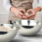 8 Quart, Set of 2, Mixing Bowls, Stainless Steel, Professional Chef, Commercial Kitchen, 13.25 Inches Diameter, Flat Base