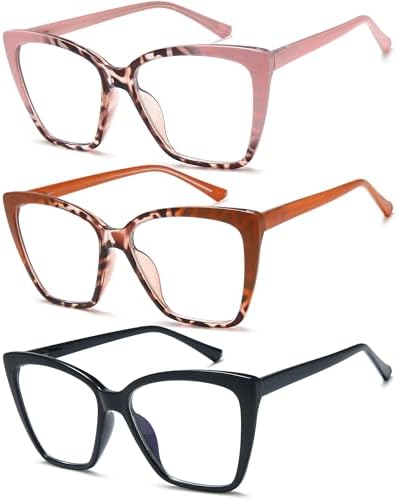 EYEURL Oversized Cat Eye Reading Glasses for Women Blue Light Computer Readers Spring Hinge Fashion Large Eyewear