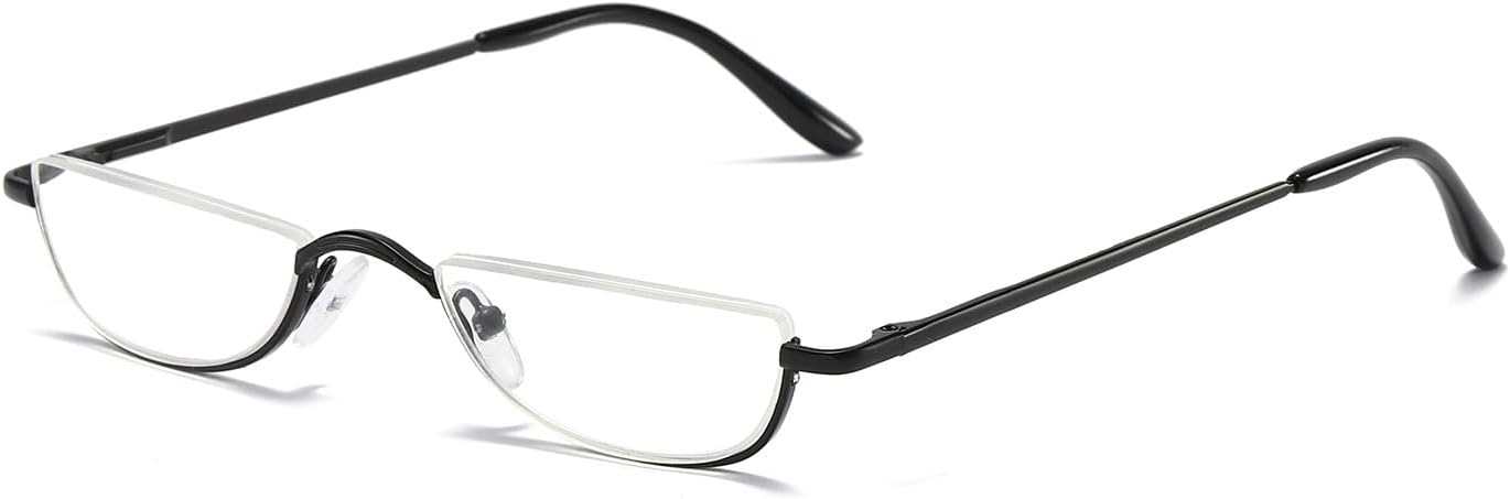 Half Moon Reading Glasses Men Women Half Rim Metal Frame Spring Hinge Retro Stylish Slim Computer Readers