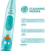 Vekkia Sonic Rechargeable Kids Electric Toothbrush, 3 Modes with Memory, Fun & Easy Cleaning, 24000 Strokes, IPX7 Waterproof, 2-Min Timer for Age 5+, 4 Soft Bristles(Blue)