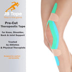 JB Tape Kinesiology Tape – 80 Precut 10-Inch Strips – Black – Elastic, Latex-Free, Water Resistant – Athletic Muscle & Joint Support – 4 Rolls