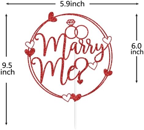 Red Glitter Marry Me? Cake Topper, Will You Marry Me?/God Give Me You, Funny Wedding Engagement Bridal Shower Party Decoeations Supplies