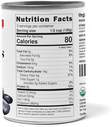 Food to Live Organic Canned Black Beans, 14 oz (Pack of 4) - Unsalted Non-GMO Frijoles Negro. Perfect for Salads, Soups, Stews. Vegan. Made in Italy