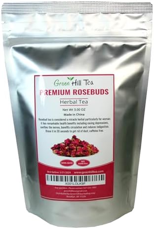 Greenhilltea Premium Dried Rose Buds Rosebud Flower Herb Loose Leaf Tea Fragrant Natural Healthy Herbal Tea 3 OZ