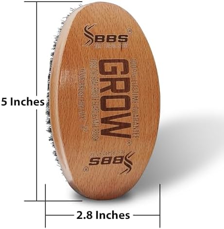 GROW Beard Brush & 360 Wave Brush for Men - Natural Boar Bristle For Fuller, Thicker Hair, Beard & Mustache - Premium Full-Size to Exfoliate, Strengthen Hair, Stimulate & Boost Growth