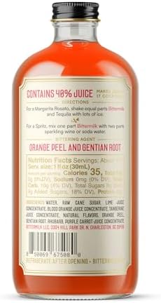 Bittermilk No.8 Italian Blood Orange Margarita Mix - Craft Cocktail Mixer – Perfect Syrup for Margaritas and Spritz, 17oz