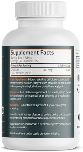 Bronson Selenium 200 mcg Immune & Antioxidant Support Essential Mineral, 250 Vegetarian Tablets