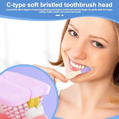 4-Pack Medium Toothbrush Set, Bulk Toothbrushes for Kids & Adults with Special Needs, Multi-Angle Cleaning, Medium Soft Bristles, White, Pink, Green, Purple