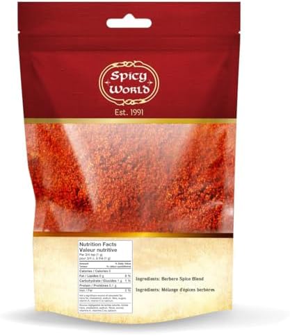 Spicy World Berbere Spice Blend | Authentic Ethiopian Seasoning Hand-Blended | Rich 14-Spice Mix for Flavorful Dishes (14 oz)